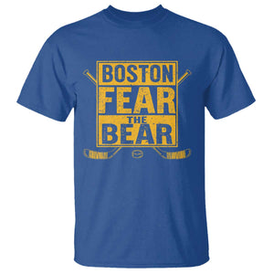 Boston Ice Hockey T Shirt Fear The Bear TS10 Royal Blue Print Your Wear