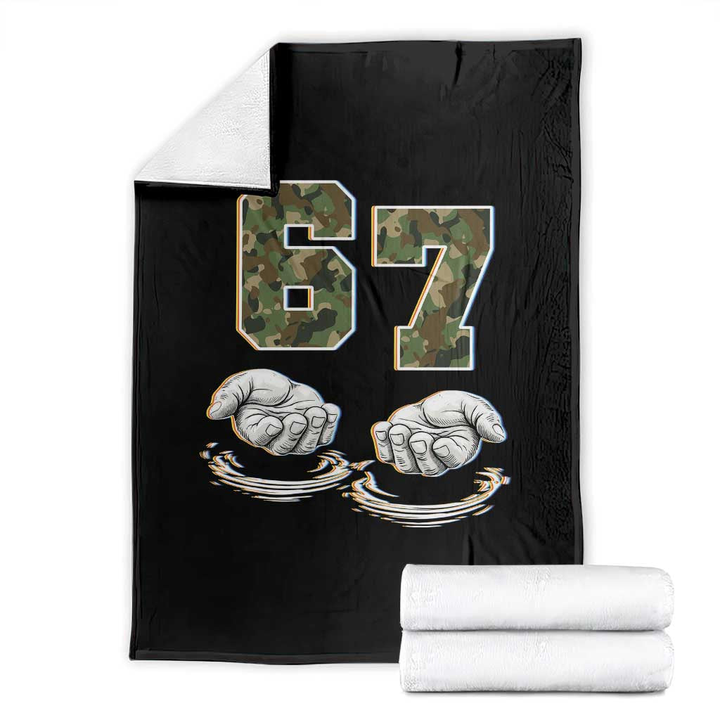 Funny Six Seven 6 7 Meme Throw Blanket Gen Alpha Slang 6 7 Hands Camo Boy Girl TS10 Black Print Your Wear