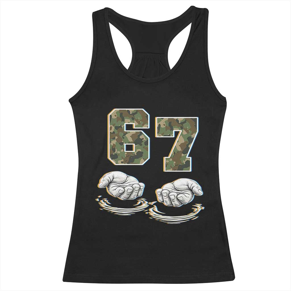 Funny Six Seven 6 7 Meme Racerback Tank Top Gen Alpha Slang 6 7 Hands Camo Boy Girl TS10 Black Print Your Wear