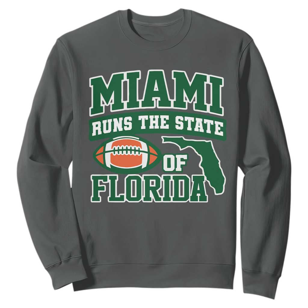 Miami Sweatshirt Runs The State of Florida Dade County 305 Pride TS10 Dark Heather Print Your Wear