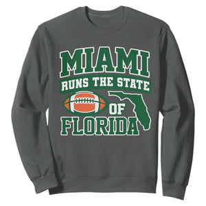 Miami Sweatshirt Runs The State of Florida Dade County 305 Pride TS10 Dark Heather Print Your Wear