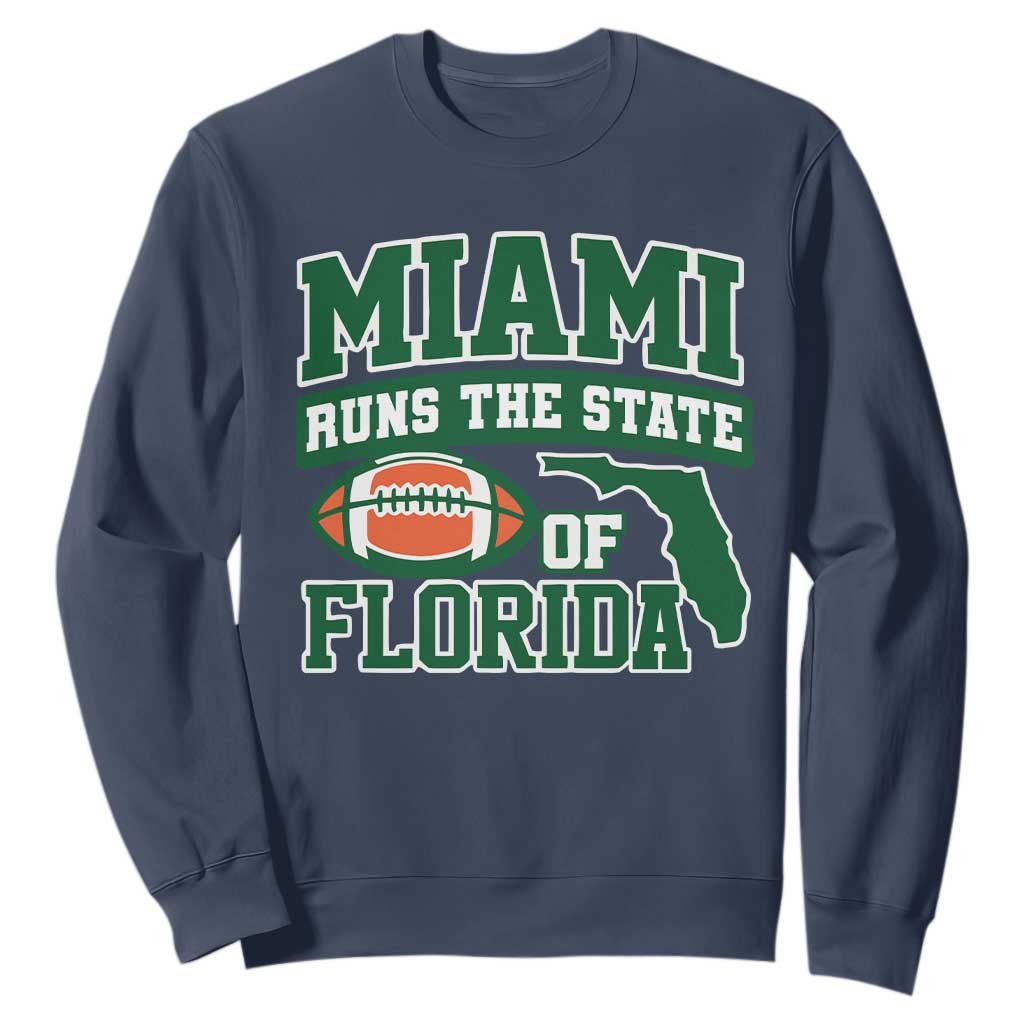 Miami Sweatshirt Runs The State of Florida Dade County 305 Pride TS10 Navy Print Your Wear