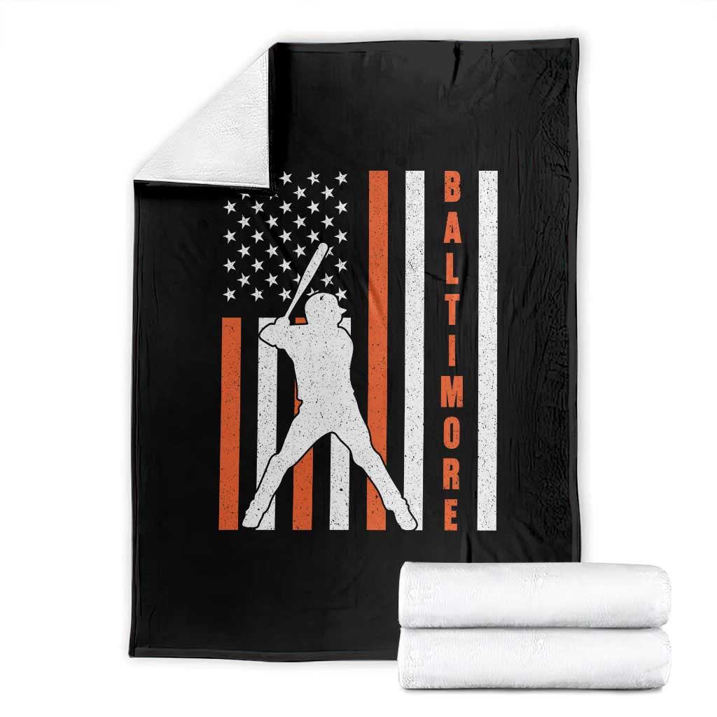Baltimore Sport Baseball Fans Throw Blanket Cool Distressed US Flag Maryland TS10 Black Print Your Wear