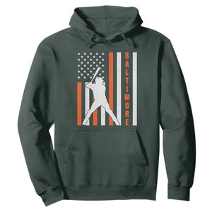 Baltimore Sport Baseball Fans Hoodie Cool Distressed US Flag Maryland TS10 Dark Forest Green Print Your Wear