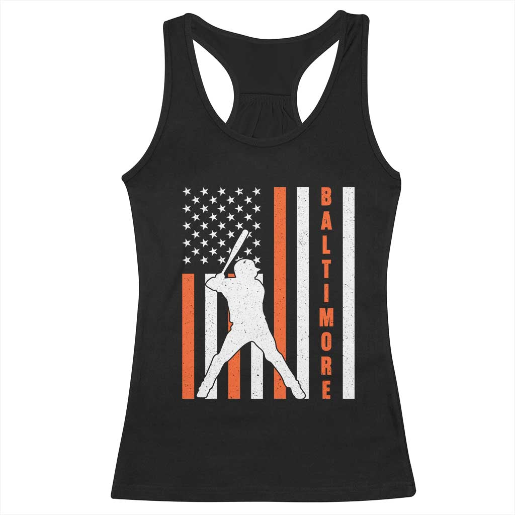 Baltimore Sport Baseball Fans Racerback Tank Top Cool Distressed US Flag Maryland TS10 Black Print Your Wear
