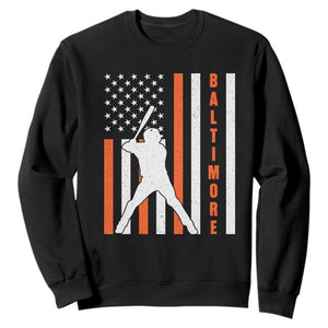 Baltimore Sport Baseball Fans Sweatshirt Cool Distressed US Flag Maryland TS10 Black Print Your Wear