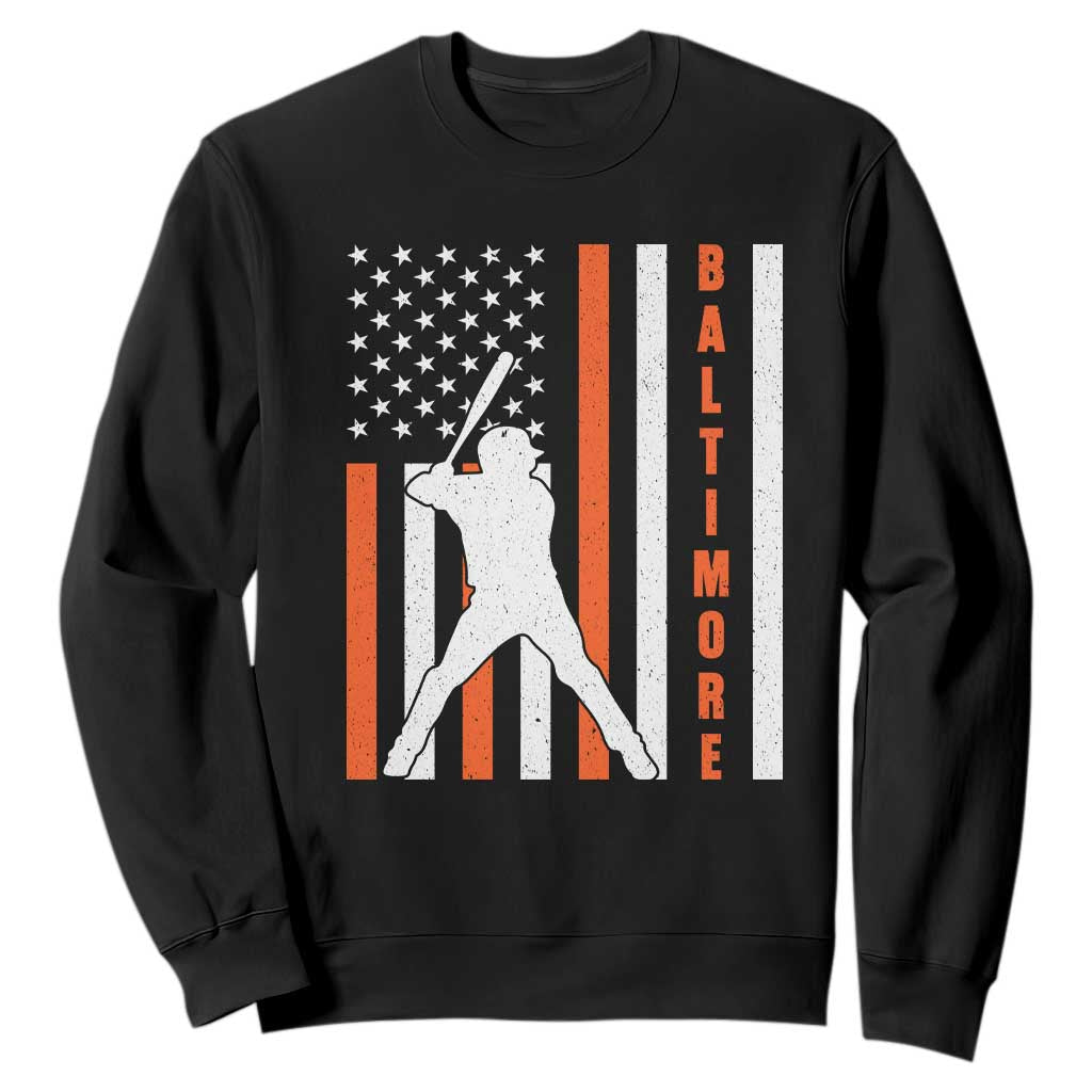 Baltimore Sport Baseball Fans Sweatshirt Cool Distressed US Flag Maryland TS10 Black Print Your Wear
