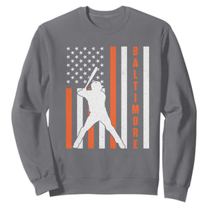 Baltimore Sport Baseball Fans Sweatshirt Cool Distressed US Flag Maryland TS10 Charcoal Print Your Wear