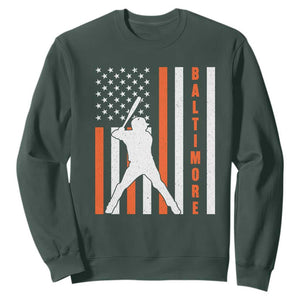 Baltimore Sport Baseball Fans Sweatshirt Cool Distressed US Flag Maryland TS10 Dark Forest Green Print Your Wear