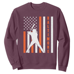 Baltimore Sport Baseball Fans Sweatshirt Cool Distressed US Flag Maryland TS10 Maroon Print Your Wear