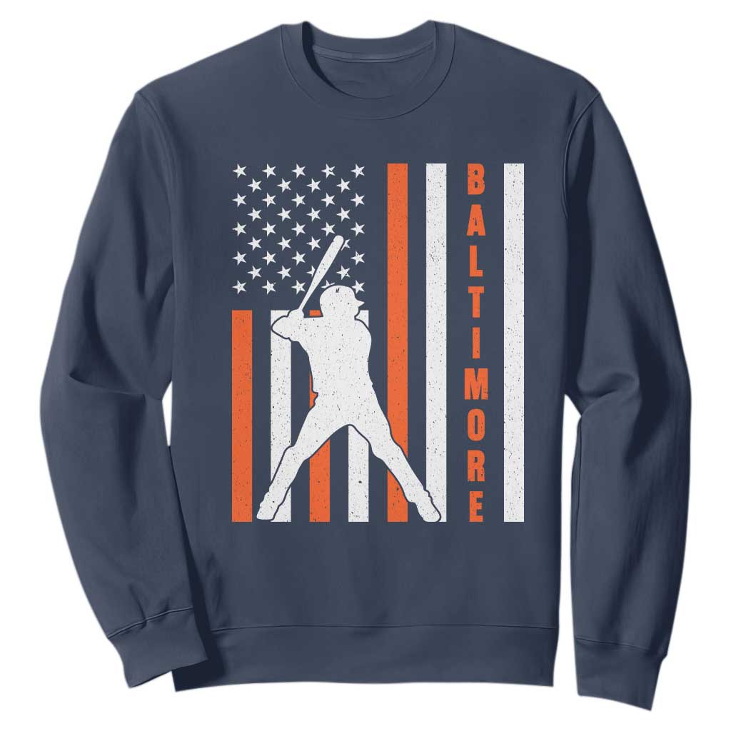Baltimore Sport Baseball Fans Sweatshirt Cool Distressed US Flag Maryland TS10 Navy Print Your Wear