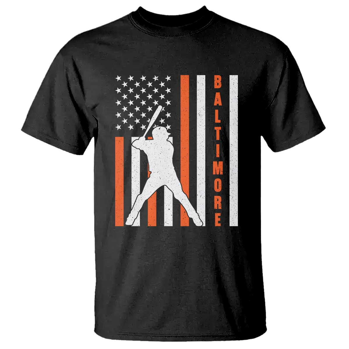 Baltimore Sport Baseball Fans T Shirt Cool Distressed US Flag Maryland TS10 Black Print Your Wear