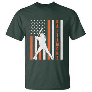 Baltimore Sport Baseball Fans T Shirt Cool Distressed US Flag Maryland TS10 Dark Forest Green Print Your Wear