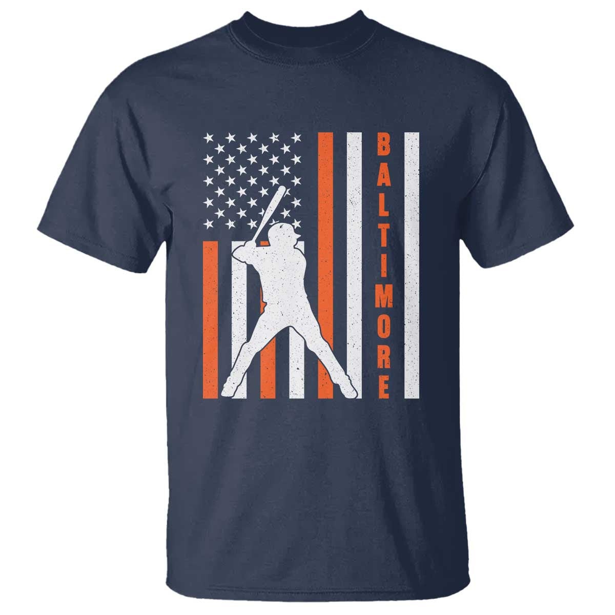 Baltimore Sport Baseball Fans T Shirt Cool Distressed US Flag Maryland TS10 Navy Print Your Wear