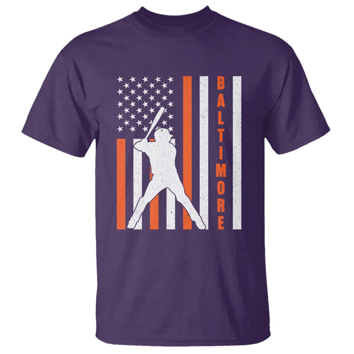 Baltimore Sport Baseball Fans T Shirt Cool Distressed US Flag Maryland TS10 Purple Print Your Wear