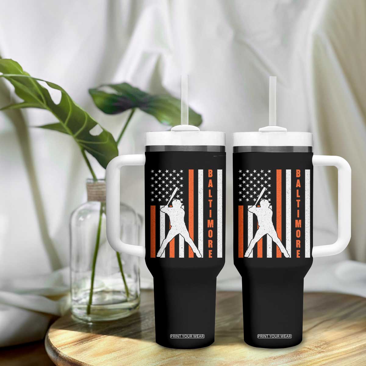 Baltimore Sport Baseball Fans Tumbler With Handle Cool Distressed US Flag Maryland TS10 Print Your Wear