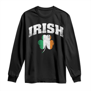 Irish Long Sleeve Shirt Vintage St Patricks Day Ireland Flag Shamrock Clover TS10 Black Print Your Wear