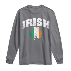 Irish Long Sleeve Shirt Vintage St Patricks Day Ireland Flag Shamrock Clover TS10 Charcoal Print Your Wear