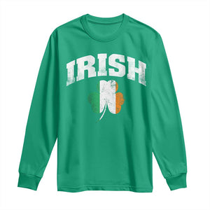 Irish Long Sleeve Shirt Vintage St Patricks Day Ireland Flag Shamrock Clover TS10 Irish Green Print Your Wear