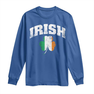 Irish Long Sleeve Shirt Vintage St Patricks Day Ireland Flag Shamrock Clover TS10 Royal Blue Print Your Wear