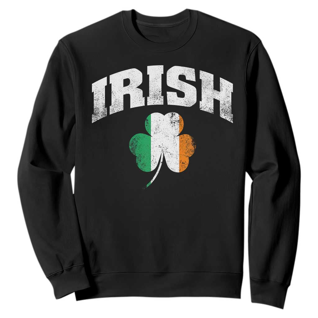 Irish Sweatshirt Vintage St Patricks Day Ireland Flag Shamrock Clover TS10 Black Print Your Wear