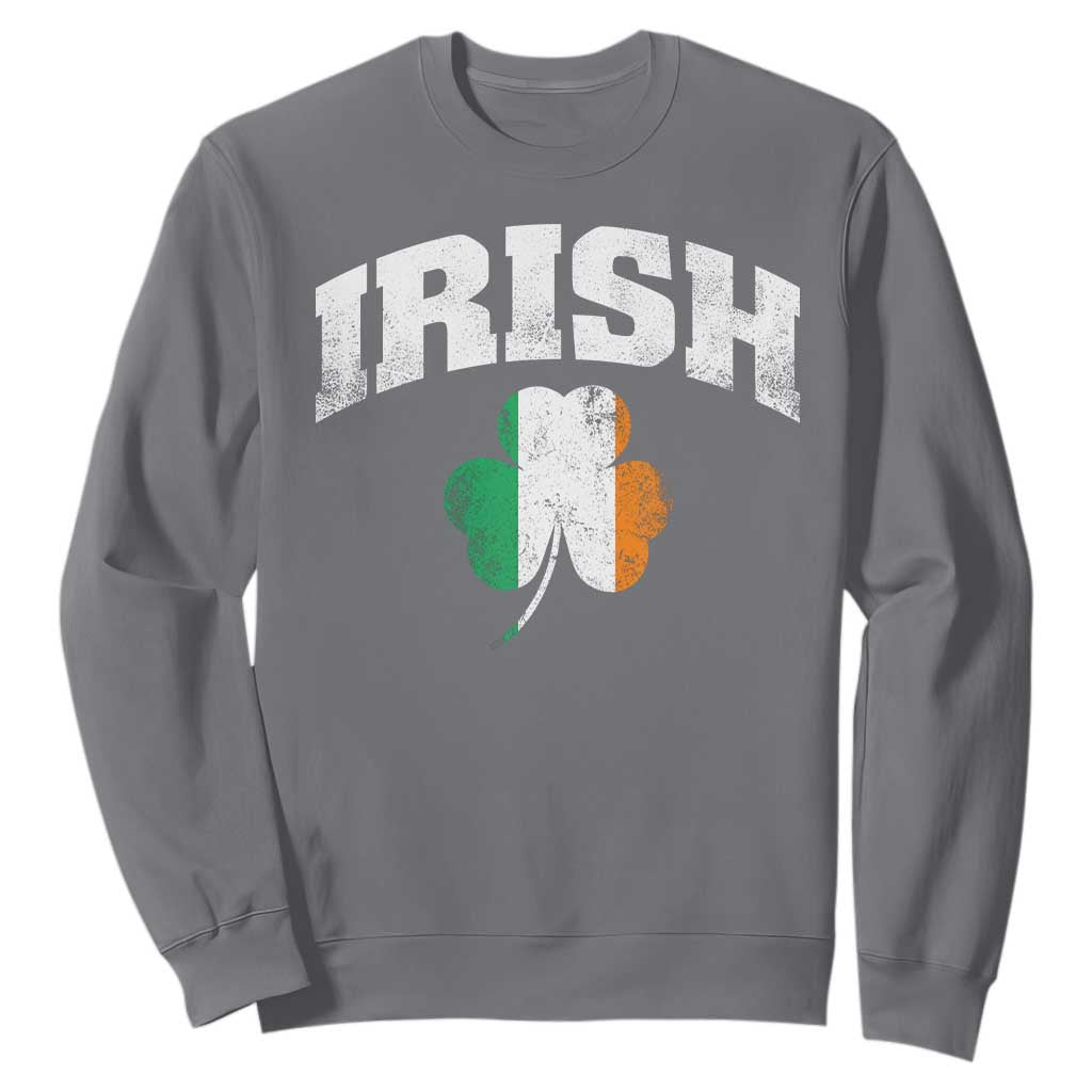 Irish Sweatshirt Vintage St Patricks Day Ireland Flag Shamrock Clover TS10 Charcoal Print Your Wear