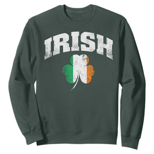 Irish Sweatshirt Vintage St Patricks Day Ireland Flag Shamrock Clover TS10 Dark Forest Green Print Your Wear