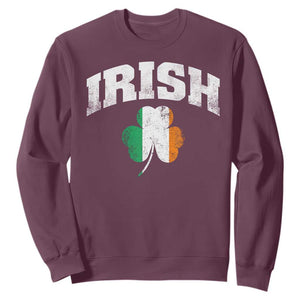 Irish Sweatshirt Vintage St Patricks Day Ireland Flag Shamrock Clover TS10 Maroon Print Your Wear