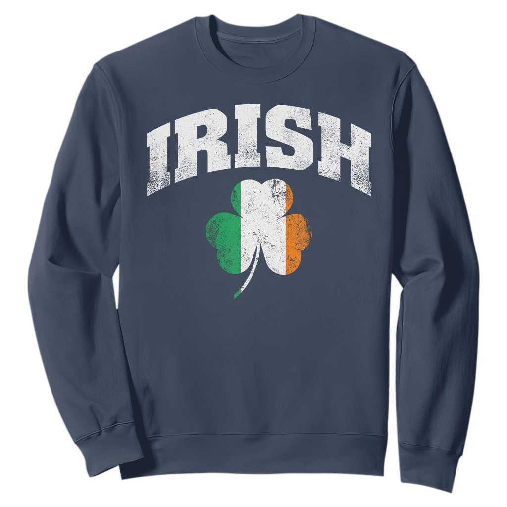 Irish Sweatshirt Vintage St Patricks Day Ireland Flag Shamrock Clover TS10 Navy Print Your Wear