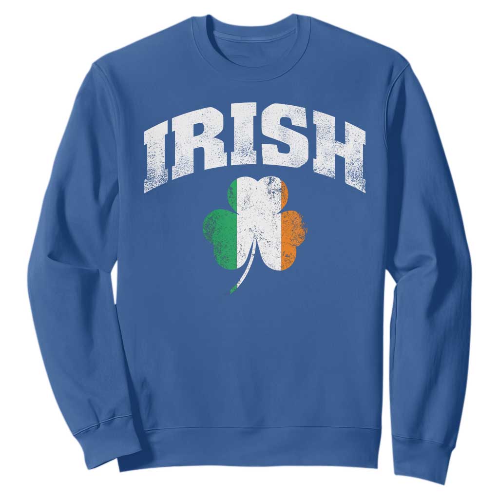Irish Sweatshirt Vintage St Patricks Day Ireland Flag Shamrock Clover TS10 Royal Blue Print Your Wear