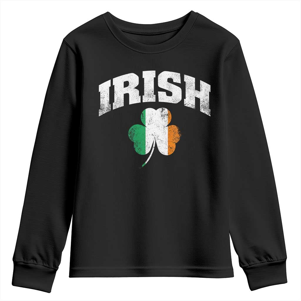 Irish Youth Sweatshirt Vintage St Patricks Day Ireland Flag Shamrock Clover TS10 Black Print Your Wear