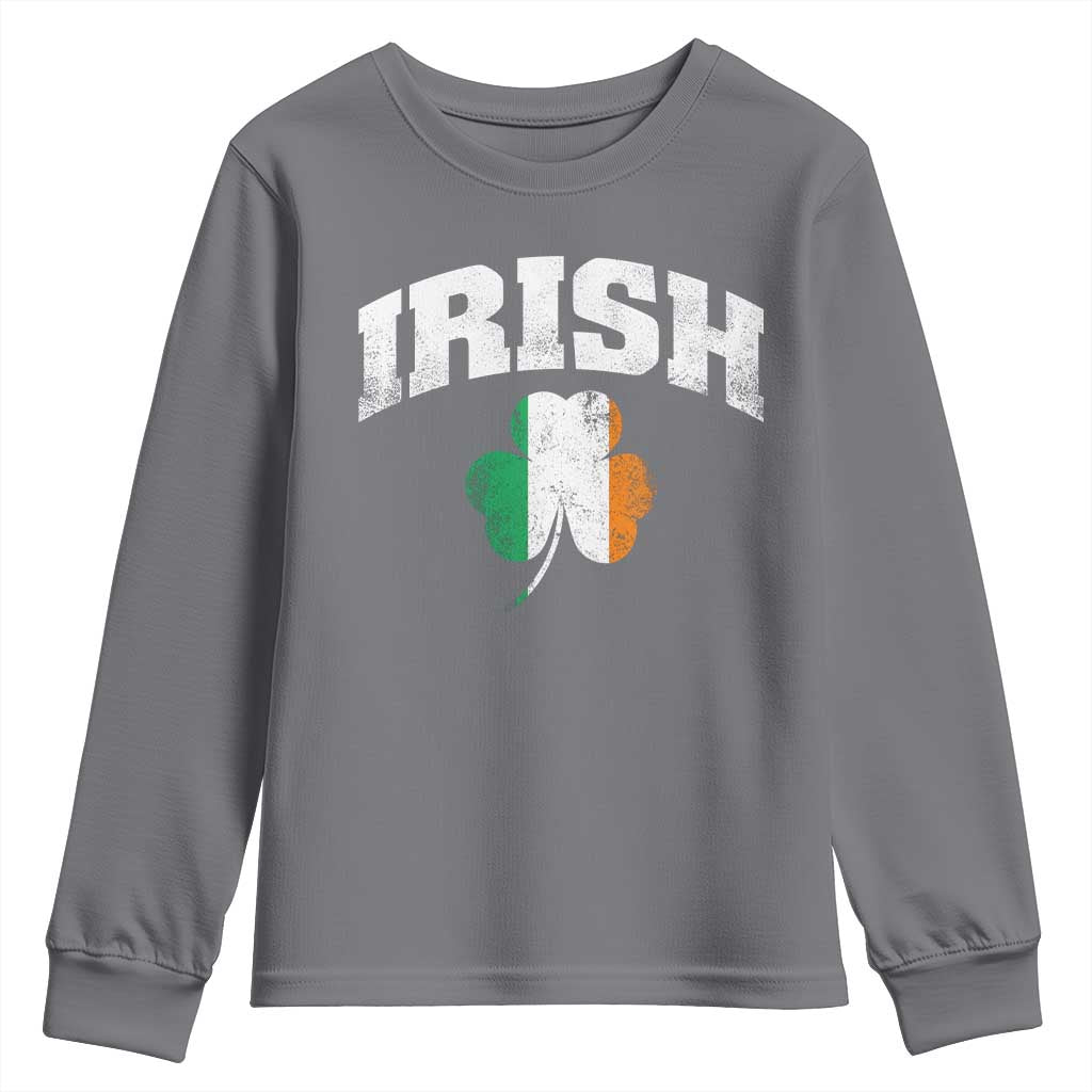 Irish Youth Sweatshirt Vintage St Patricks Day Ireland Flag Shamrock Clover TS10 Charcoal Print Your Wear