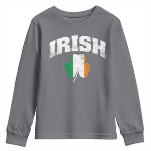 Irish Youth Sweatshirt Vintage St Patricks Day Ireland Flag Shamrock Clover TS10 Charcoal Print Your Wear