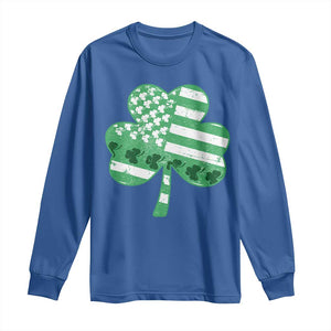 St Patricks Day American Flag Shamrocks Long Sleeve Shirt Lucky Retro Vintage Irish USA TS10 Royal Blue Print Your Wear