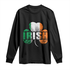 Irish St Patricks Day Shamrock Long Sleeve Shirt Retro Clover Ireland Flag Lucky Gifts TS10 Black Print Your Wear