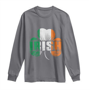 Irish St Patricks Day Shamrock Long Sleeve Shirt Retro Clover Ireland Flag Lucky Gifts TS10 Charcoal Print Your Wear