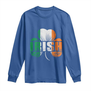 Irish St Patricks Day Shamrock Long Sleeve Shirt Retro Clover Ireland Flag Lucky Gifts TS10 Royal Blue Print Your Wear