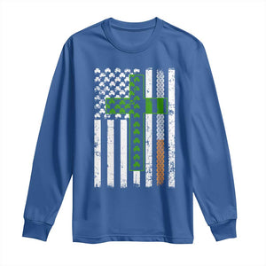 American Flag Shamrocks St Patricks Day Long Sleeve Shirt Vintage Irish USA TS10 Royal Blue Print Your Wear