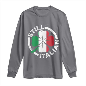 Funny Italian St Patrick's Day Long Sleeve Shirt Lucky Shamrock Italy Flag TS10 Charcoal Print Your Wear