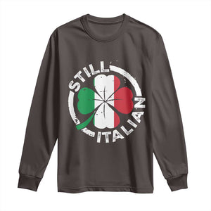 Funny Italian St Patrick's Day Long Sleeve Shirt Lucky Shamrock Italy Flag TS10 Dark Chocolate Print Your Wear