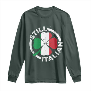 Funny Italian St Patrick's Day Long Sleeve Shirt Lucky Shamrock Italy Flag TS10 Dark Forest Green Print Your Wear