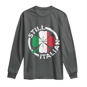 Funny Italian St Patrick's Day Long Sleeve Shirt Lucky Shamrock Italy Flag TS10 Dark Heather Print Your Wear