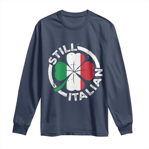 Funny Italian St Patrick's Day Long Sleeve Shirt Lucky Shamrock Italy Flag TS10 Navy Print Your Wear