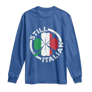 Funny Italian St Patrick's Day Long Sleeve Shirt Lucky Shamrock Italy Flag TS10 Royal Blue Print Your Wear