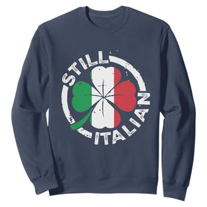 Funny Italian St Patrick's Day Sweatshirt Lucky Shamrock Italy Flag TS10 Navy Print Your Wear