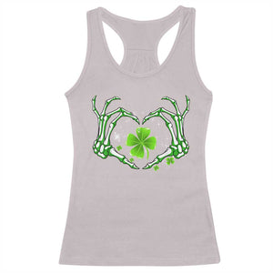 Skeleton Hand Heart Shamrock St Patricks Day Racerback Tank Top TS10 Ice Gray Print Your Wear