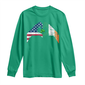 America Ireland Flag Long Sleeve Shirt Lucky Shamrock Vintage American Irish Roots TS10 Irish Green Print Your Wear