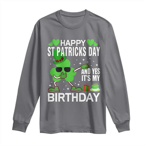 St Patricks Day Birthday Long Sleeve Shirt Born On Saint Paddys Irish Bday Gift TS10 Charcoal Print Your Wear