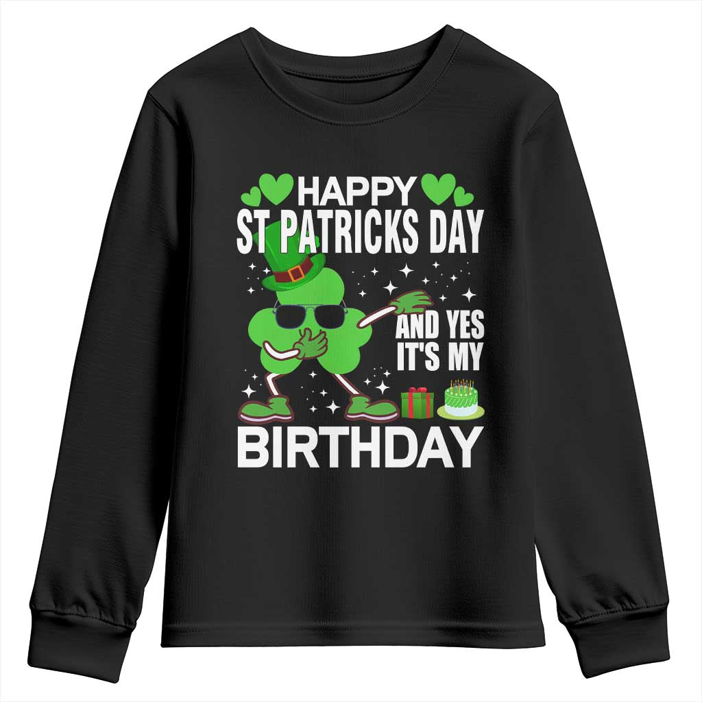 St Patricks Day Birthday Youth Sweatshirt Born On Saint Paddys Irish Bday Gift TS10 Black Print Your Wear