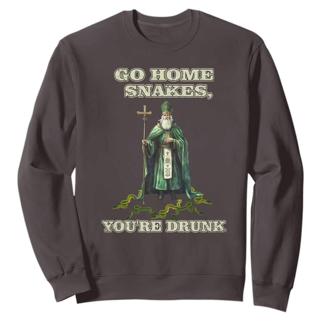 Funny St. Patrick's Day Sweatshirt Go Home Snakes, You're Drunk TS10 Dark Chocolate Print Your Wear